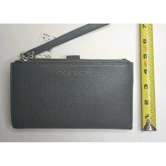 Michael Kors Jet Set Travel Continental Leather Wristlet Wallet Slate Gray NWT - Picture 16 of 16